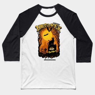 halloween scary nigth black cat Baseball T-Shirt